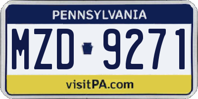 PA license plate MZD9271