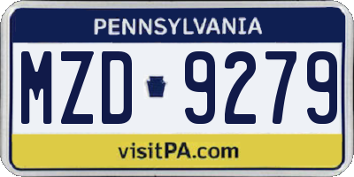 PA license plate MZD9279