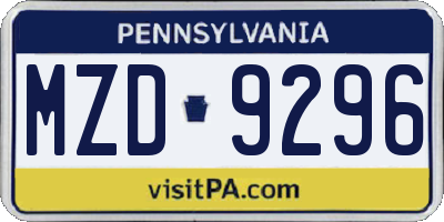 PA license plate MZD9296