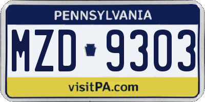 PA license plate MZD9303