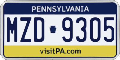 PA license plate MZD9305