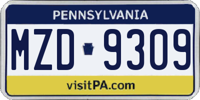 PA license plate MZD9309