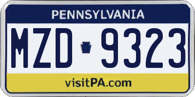 PA license plate MZD9323
