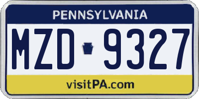 PA license plate MZD9327