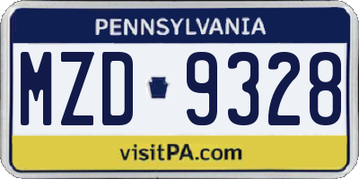 PA license plate MZD9328