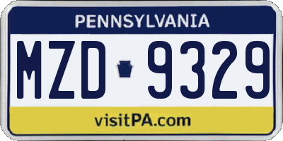 PA license plate MZD9329