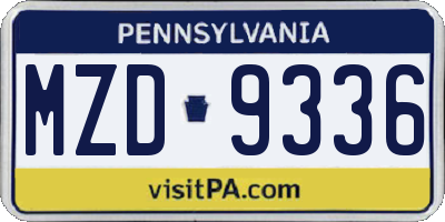 PA license plate MZD9336