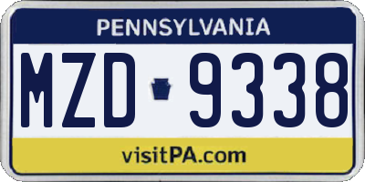 PA license plate MZD9338