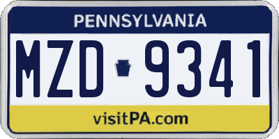 PA license plate MZD9341