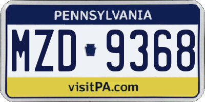 PA license plate MZD9368