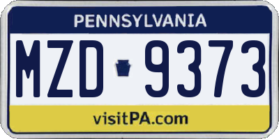 PA license plate MZD9373