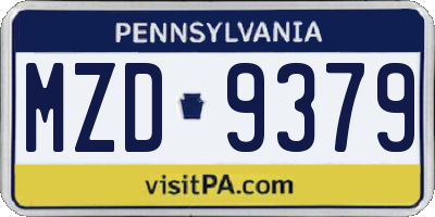 PA license plate MZD9379