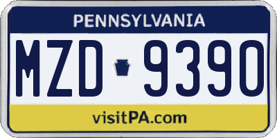 PA license plate MZD9390