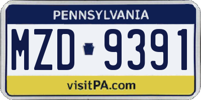 PA license plate MZD9391