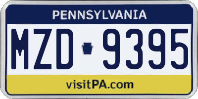 PA license plate MZD9395