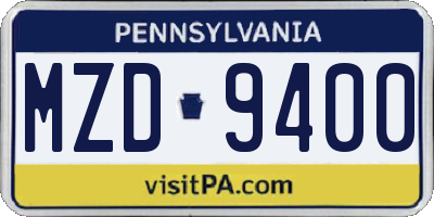 PA license plate MZD9400