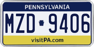 PA license plate MZD9406