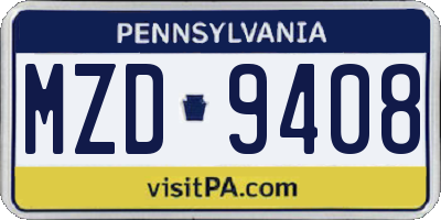 PA license plate MZD9408