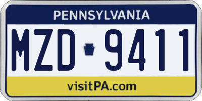 PA license plate MZD9411