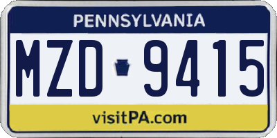 PA license plate MZD9415