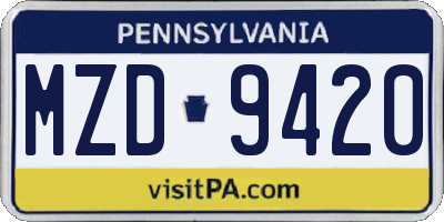 PA license plate MZD9420