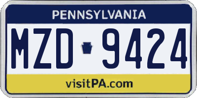 PA license plate MZD9424