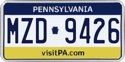 PA license plate MZD9426