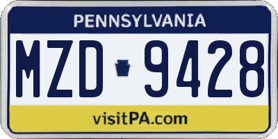 PA license plate MZD9428