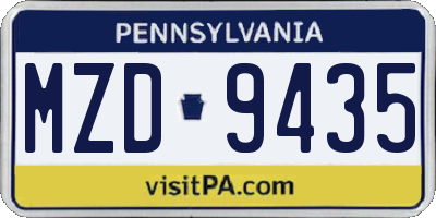 PA license plate MZD9435