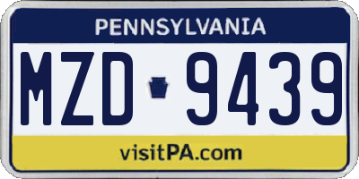 PA license plate MZD9439