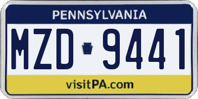 PA license plate MZD9441
