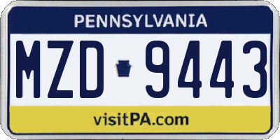 PA license plate MZD9443