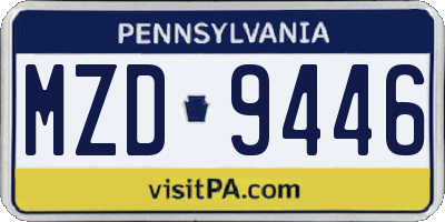 PA license plate MZD9446