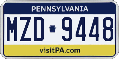 PA license plate MZD9448