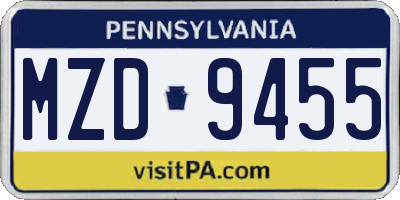 PA license plate MZD9455