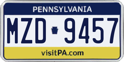 PA license plate MZD9457