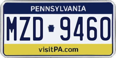 PA license plate MZD9460