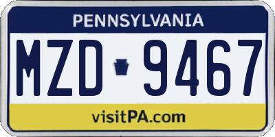 PA license plate MZD9467
