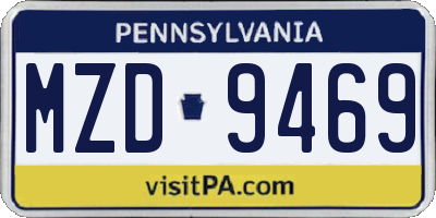 PA license plate MZD9469