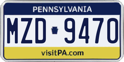 PA license plate MZD9470