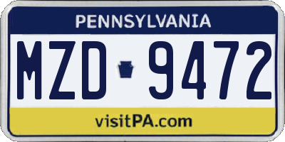 PA license plate MZD9472