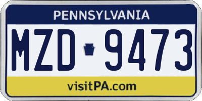 PA license plate MZD9473