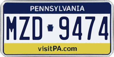 PA license plate MZD9474