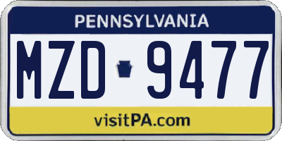 PA license plate MZD9477