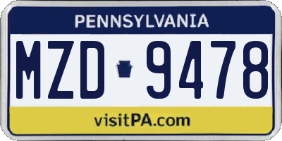 PA license plate MZD9478