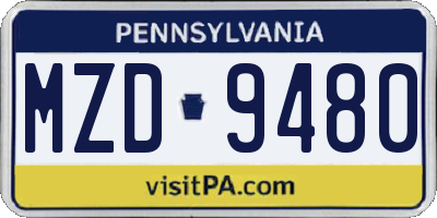 PA license plate MZD9480