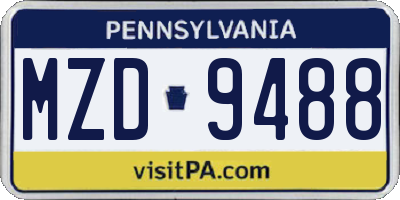 PA license plate MZD9488
