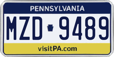 PA license plate MZD9489