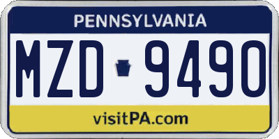 PA license plate MZD9490