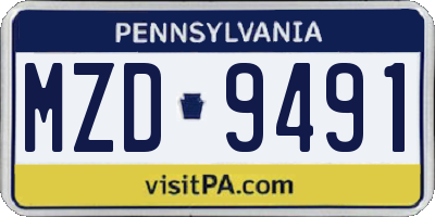 PA license plate MZD9491